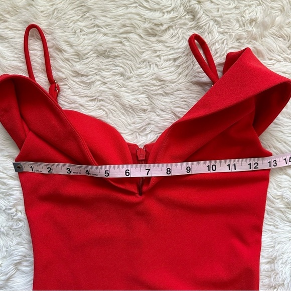 Nookie Dress Pretty Woman Midi Off The Shoulder Bodycon in Cherry Red S - Picture 9 of 11